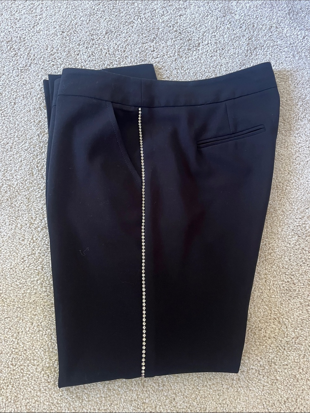 Trina Turk Black Dress Pants with Rhinestone Side Trim